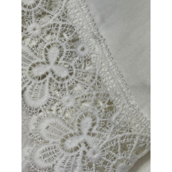 Seidensticker White Floral Embroidered Lace Trim Blouse Top Size 38 Vintage - Picture 9 of 16